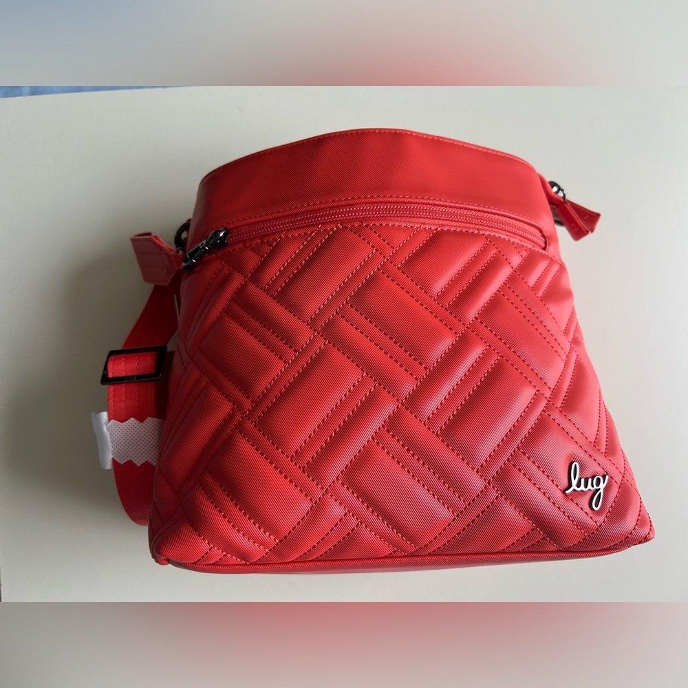 LUG VL DOUBLE DIP CROSSBODY SATIN LUXE BAG PAPAYA NWT